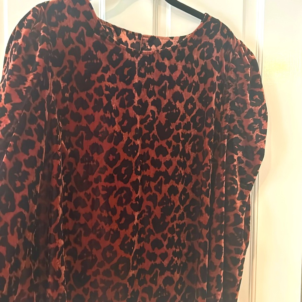 Anthropologie leopard velvet blouse.  Puff sleeve